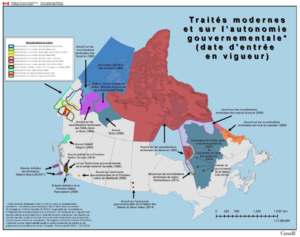 Figure 1 : Carte des  traités modernes et des accords sur l'autonomie gouvernementale