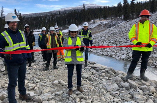 Ribbon cutting to mark the completion of the North Fork of Rose Creek realignment project that helps protect valuable fish habitat.