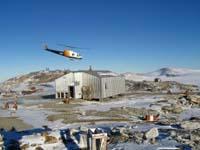 Flying over Ekalugad Fiord Site in a helicopter